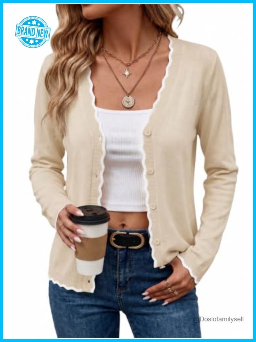 Women's Lightweight Knit Cardigan Button Down V-Neck Loose Fit Fall Sweater